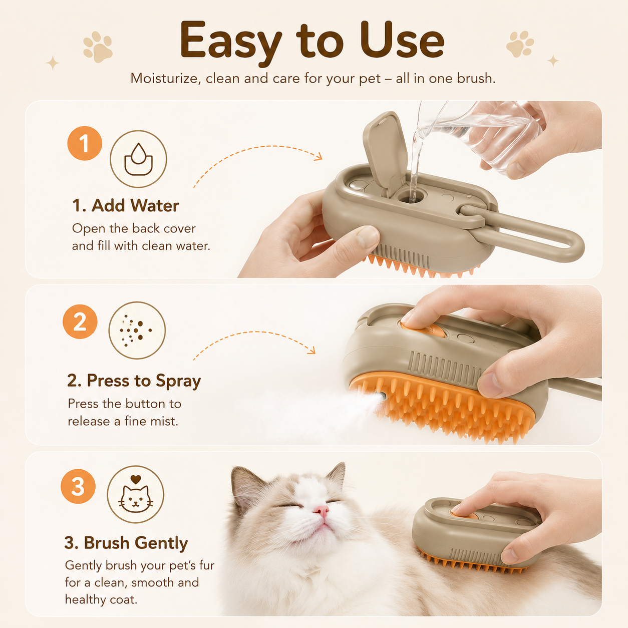 3-in-1 Pet Hair Removal Brush