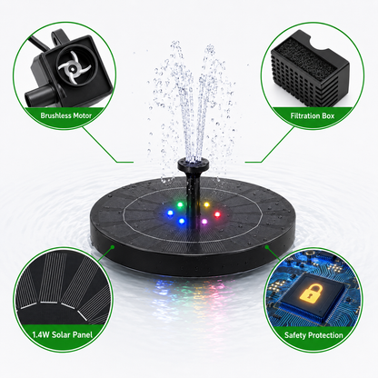 Solar Fountain Pump with LED Lights