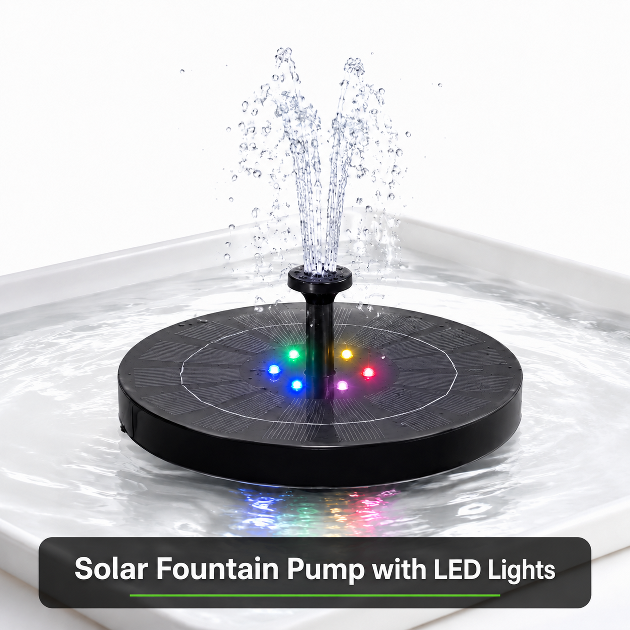 Solar Fountain Pump with LED Lights
